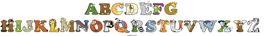 Abcdefg Hijklmnopqrstuvwxyz animal word art spelling Abcdefg Hijklmnopqrstuvwxyz with Alphabetimals - cartoon alphabet animals