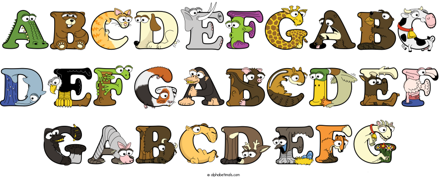 Abcdefgabc Defgabcdef Gabcdefg animal word art spelling Abcdefgabc Defgabcdef Gabcdefg with Alphabetimals - cartoon alphabet animals