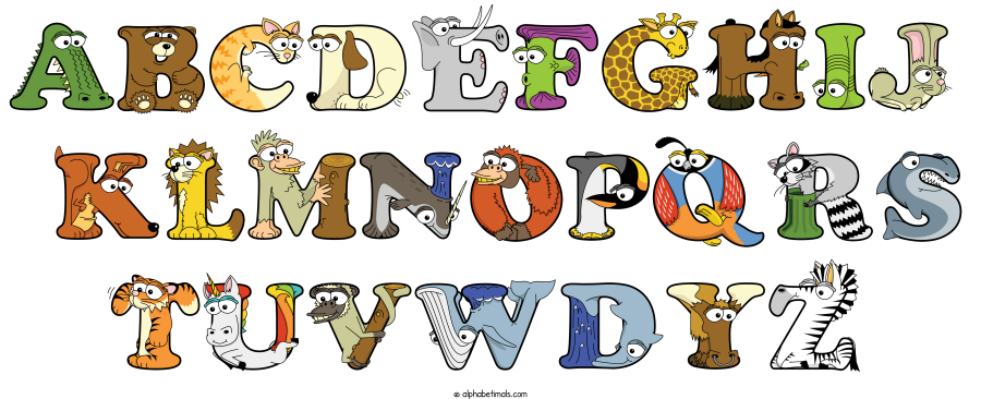 Abcdefghij  Klmnopqrs Tuvwdyz animal word art spelling Abcdefghij  Klmnopqrs Tuvwdyz with Alphabetimals - cartoon alphabet animals