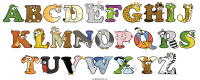 abcdefghij--klmnopqrs-tuvwxyz spelled using animal alphabet letters