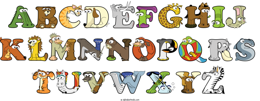 Abcdefghij Klmnnopqrs Tuvwxyz animal word art spelling Abcdefghij Klmnnopqrs Tuvwxyz with Alphabetimals - cartoon alphabet animals