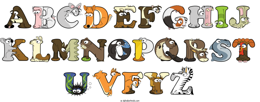 Abcdefghij Klmnopqrst Uvfyz animal word art spelling Abcdefghij Klmnopqrst Uvfyz with Alphabetimals - cartoon alphabet animals
