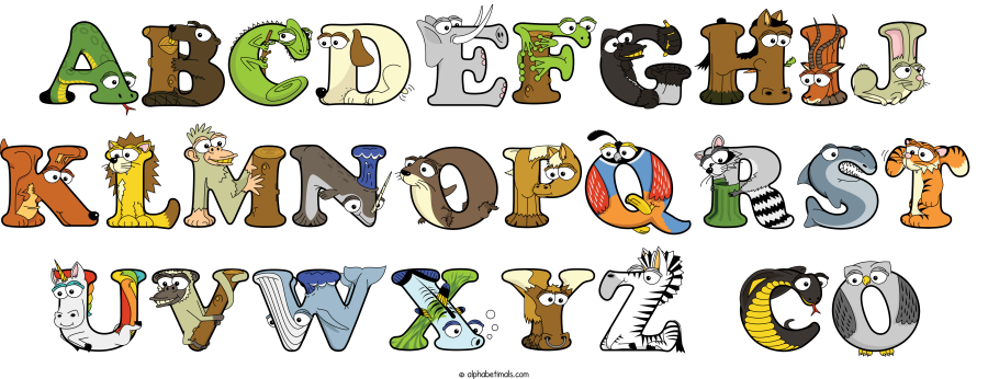 Abcdefghij Klmnopqrst Uvwxyz Co animal word art spelling Abcdefghij Klmnopqrst Uvwxyz Co with Alphabetimals - cartoon alphabet animals