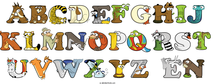 Abcdefghij Klmnopqrst Uvwxyz En animal word art spelling Abcdefghij Klmnopqrst Uvwxyz En with Alphabetimals - cartoon alphabet animals