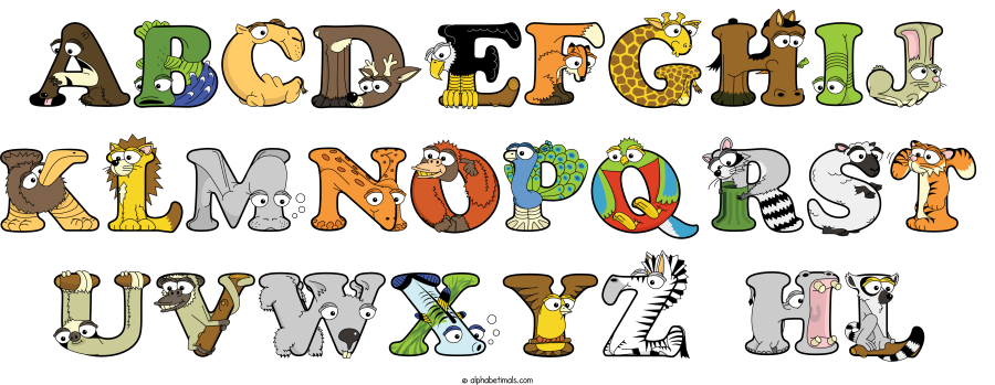 Abcdefghij Klmnopqrst Uvwxyz Hl animal word art spelling Abcdefghij Klmnopqrst Uvwxyz Hl with Alphabetimals - cartoon alphabet animals