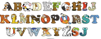 abcdefghij-klmnopqrst-uvwxyzsj spelled using animal alphabet letters