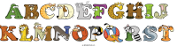 abcdefghij-klmnopqrst spelled using animal alphabet letters