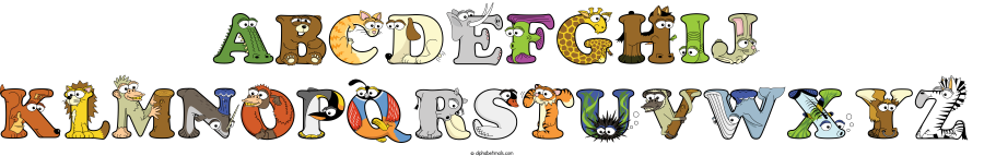 Abcdefghij Klmnopqrstuvwxyz animal word art spelling Abcdefghij Klmnopqrstuvwxyz with Alphabetimals - cartoon alphabet animals