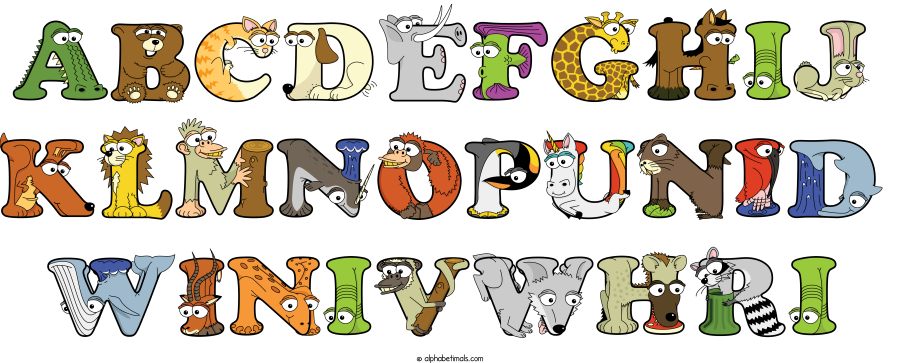 Abcdefghij Klmnopunid Winivwhri animal word art spelling Abcdefghij Klmnopunid Winivwhri with Alphabetimals - cartoon alphabet animals