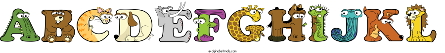 Abcdefghijkl animal word art spelling Abcdefghijkl with Alphabetimals - cartoon alphabet animals