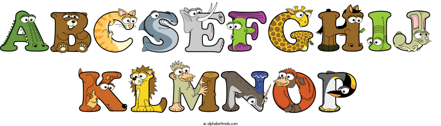 Abcsefghij Klmnop animal word art spelling Abcsefghij Klmnop with Alphabetimals - cartoon alphabet animals