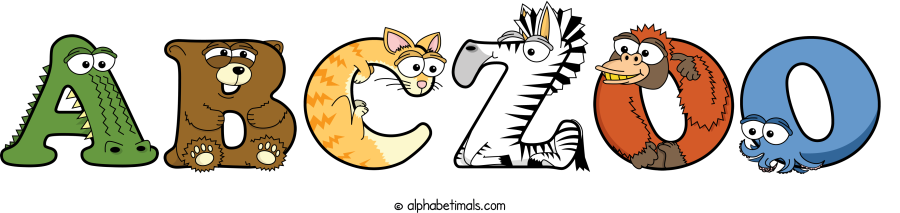 Abczoo animal word art spelling Abczoo with Alphabetimals - cartoon alphabet animals
