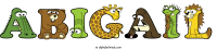 abigail spelled using animal alphabet letters