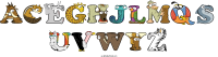 aceghjlmqs-uvwyz animal word art