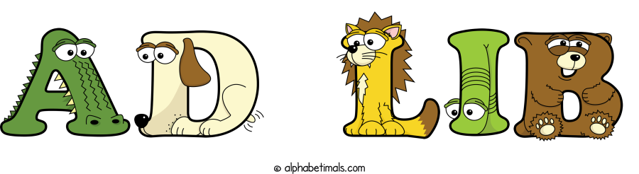 Ad Lib animal word art spelling Ad Lib with Alphabetimals - cartoon alphabet animals