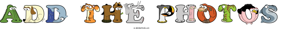 Add The Photos animal word art spelling Add The Photos with Alphabetimals - cartoon alphabet animals
