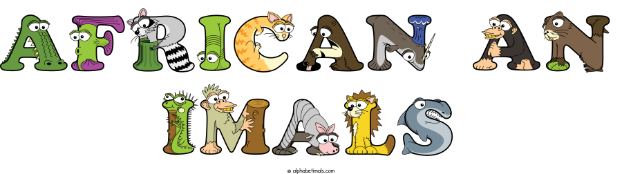 African An Imals animal word art spelling African An Imals with Alphabetimals - cartoon alphabet animals