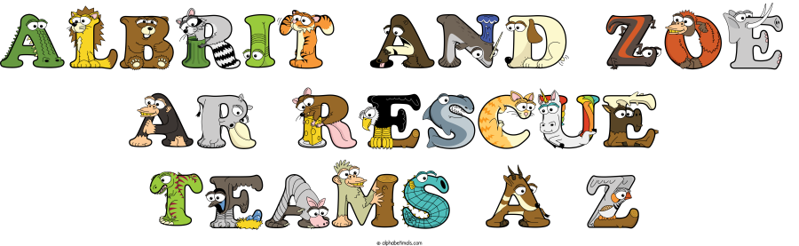 Albrit And Zoe Ar Rescue Teams A Z animal word art spelling Albrit And Zoe Ar Rescue Teams A Z with Alphabetimals - cartoon alphabet animals