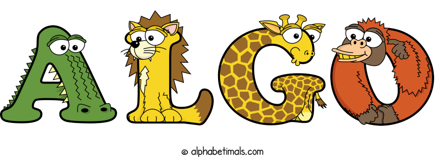 Algo animal word art spelling Algo with Alphabetimals - cartoon alphabet animals