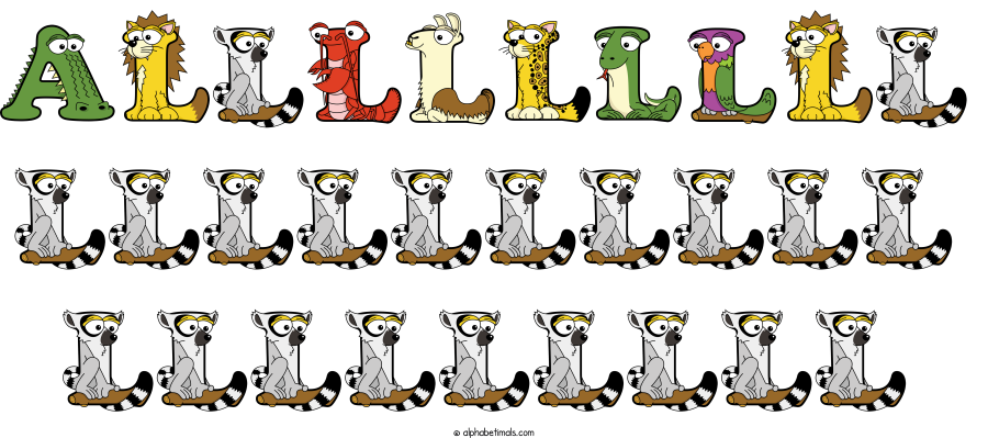 Alllllllll Llllllllll Lllllllll animal word art spelling Alllllllll Llllllllll Lllllllll with Alphabetimals - cartoon alphabet animals