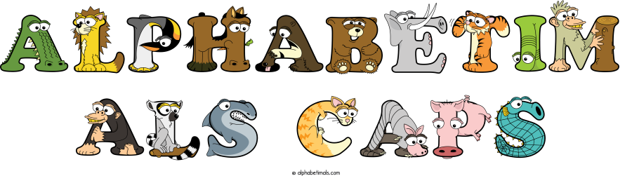 Alphabetim Als Caps animal word art spelling Alphabetim Als Caps with Alphabetimals - cartoon alphabet animals