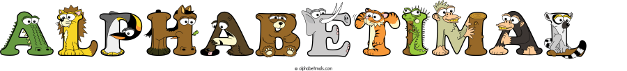 Alphabetimal animal word art spelling Alphabetimal with Alphabetimals - cartoon alphabet animals