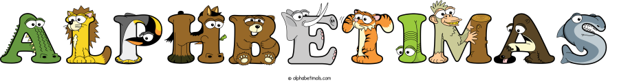 Alphbetimas animal word art spelling Alphbetimas with Alphabetimals - cartoon alphabet animals