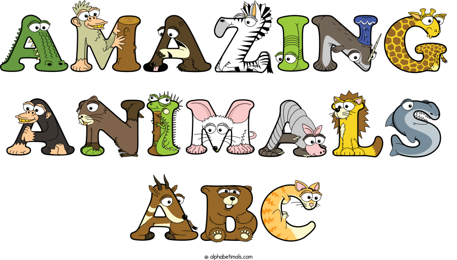 Amazing Animals Abc animal word art spelling Amazing Animals Abc with Alphabetimals - cartoon alphabet animals
