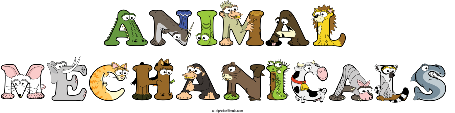 Animal Mechanicals animal word art spelling Animal Mechanicals with Alphabetimals - cartoon alphabet animals