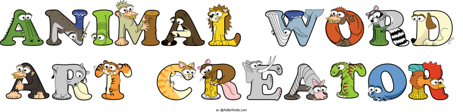 Animal Word Art Creator animal word art spelling Animal Word Art Creator with Alphabetimals - cartoon alphabet animals