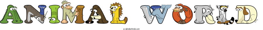 Animal World animal word art spelling Animal World with Alphabetimals - cartoon alphabet animals