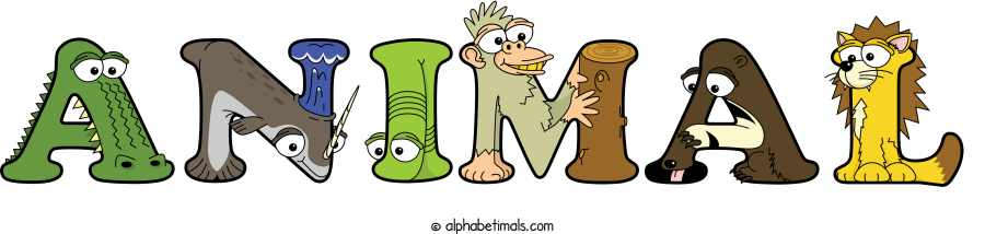 Animal animal word art spelling Animal with Alphabetimals - cartoon alphabet animals