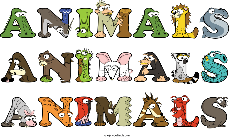 Animals Animals Animals animal word art spelling Animals Animals Animals with Alphabetimals - cartoon alphabet animals