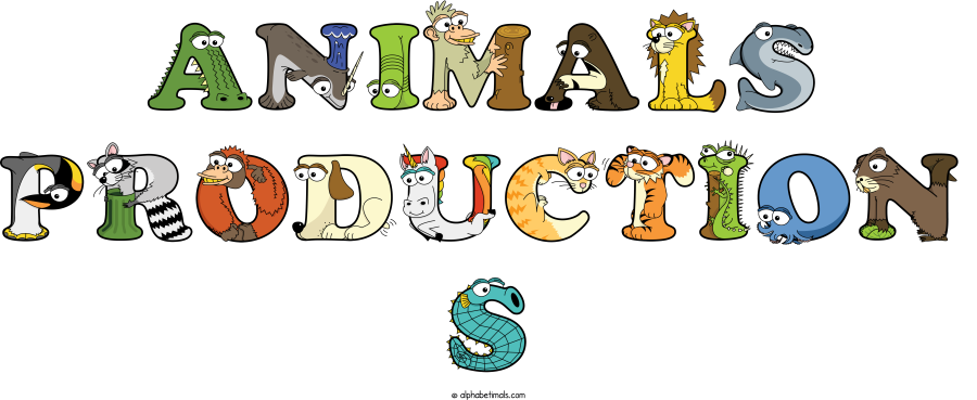 Animals Production S animal word art spelling Animals Production S with Alphabetimals - cartoon alphabet animals