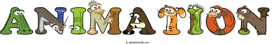 Animation animal word art spelling Animation with Alphabetimals - cartoon alphabet animals