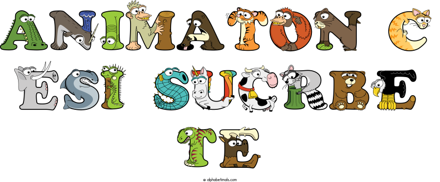 Animaton C Esi Sucrbe Te animal word art spelling Animaton C Esi Sucrbe Te with Alphabetimals - cartoon alphabet animals