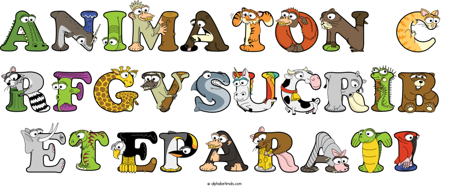 Animaton C Rfgvsucrib Eteparati animal word art spelling Animaton C Rfgvsucrib Eteparati with Alphabetimals - cartoon alphabet animals