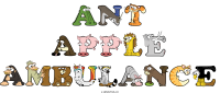 ant-apple-ambulance animal word art