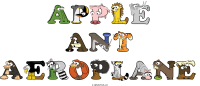 apple-ant-aeroplane animal word art