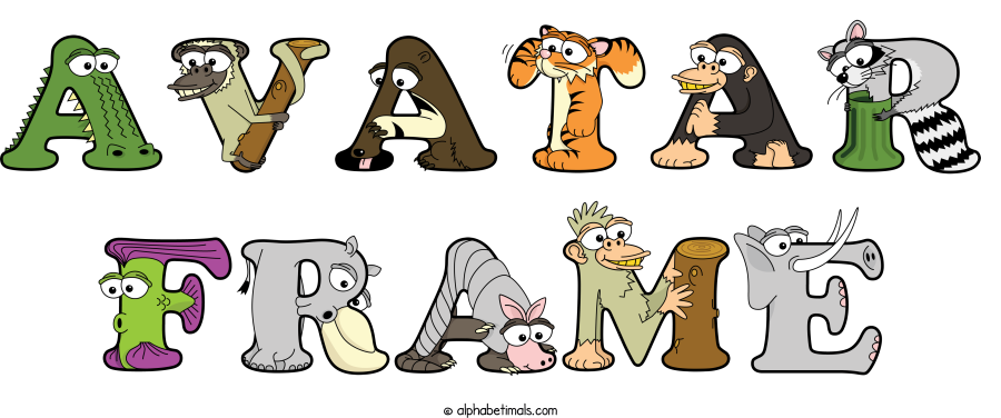 Avatar Frame animal word art spelling Avatar Frame with Alphabetimals - cartoon alphabet animals