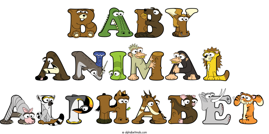 Baby Animal Alphabet animal word art spelling Baby Animal Alphabet with Alphabetimals - cartoon alphabet animals