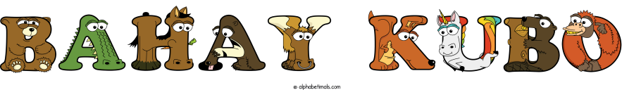Bahay Kubo animal word art spelling Bahay Kubo with Alphabetimals - cartoon alphabet animals