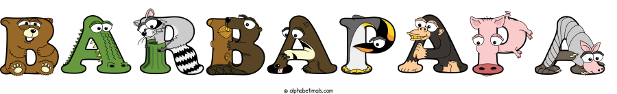 Barbapapa animal word art spelling Barbapapa with Alphabetimals - cartoon alphabet animals