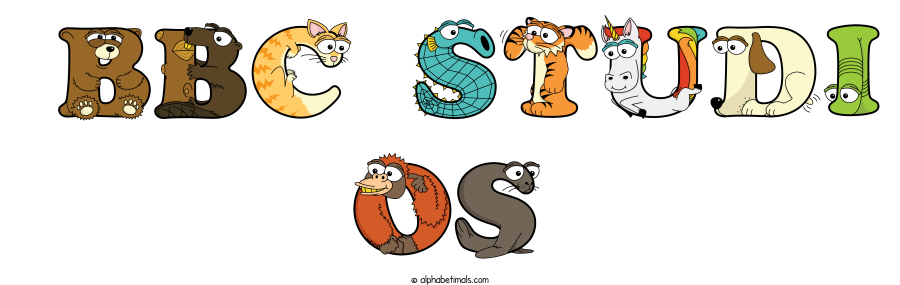 Bbc Studi Os animal word art spelling Bbc Studi Os with Alphabetimals - cartoon alphabet animals