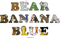 bear-banana-blue animal word art