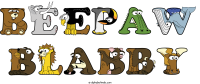 beepaw-blabby spelled using animal alphabet letters