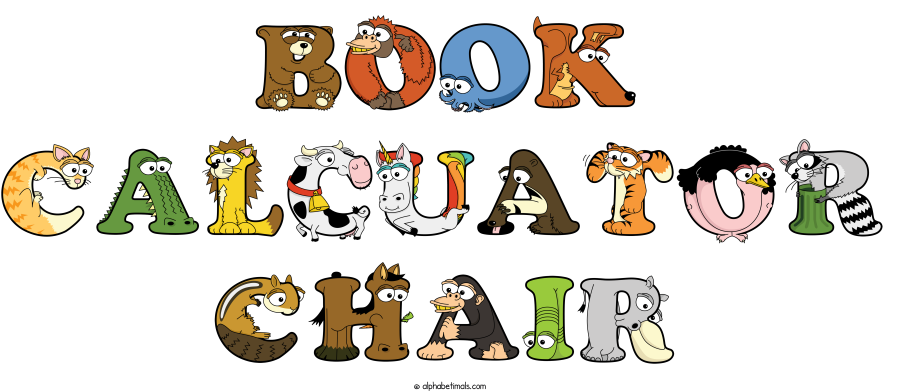 Book Calcuator Chair animal word art spelling Book Calcuator Chair with Alphabetimals - cartoon alphabet animals