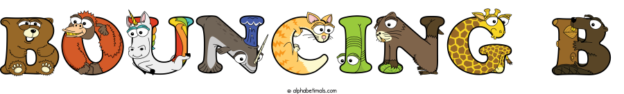 Bouncing B animal word art spelling Bouncing B with Alphabetimals - cartoon alphabet animals