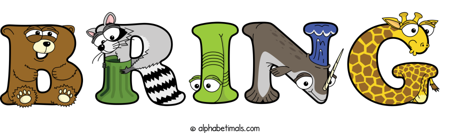 Bring animal word art spelling Bring with Alphabetimals - cartoon alphabet animals