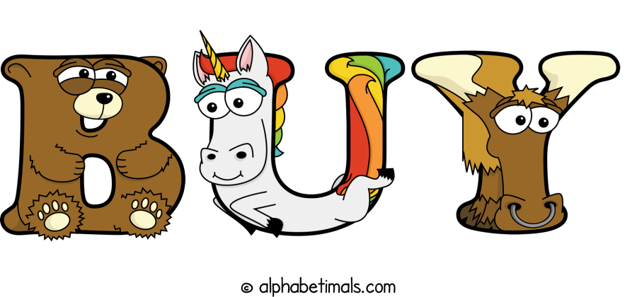 Buy animal word art spelling Buy with Alphabetimals - cartoon alphabet animals